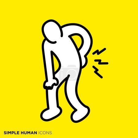 Simple human icon series, person with lower back pain