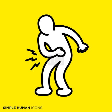 Simple human icon series, person suffering from abdominal pain