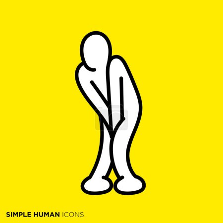 Simple human icon series, people who refrain from going to the toilet