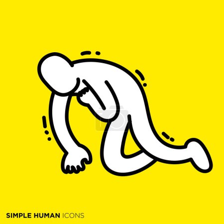 Simple human icon series, a person lying in pain