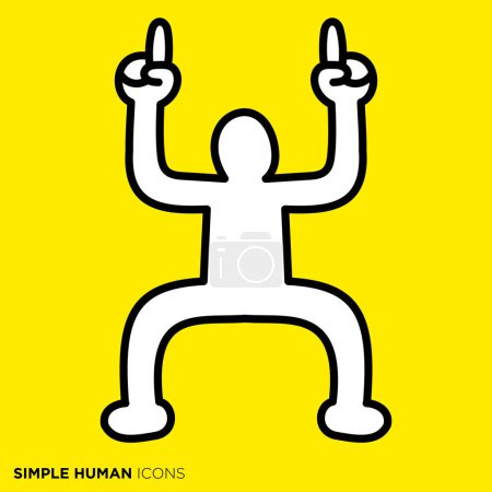Simple human icon series, person pointing upwards