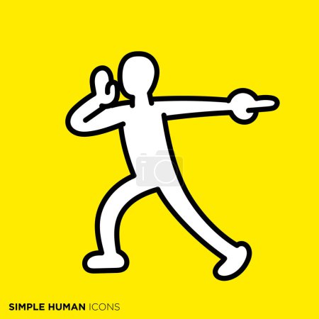 Simple human icon series, person giving evacuation order