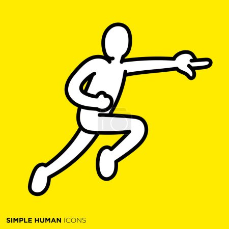 Simple human icon series, person pointing while running