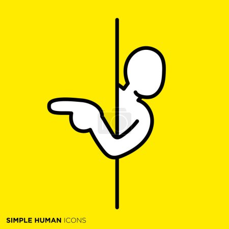 Einfache menschliche Symbolserie, Person, die durch die Wand zeigt