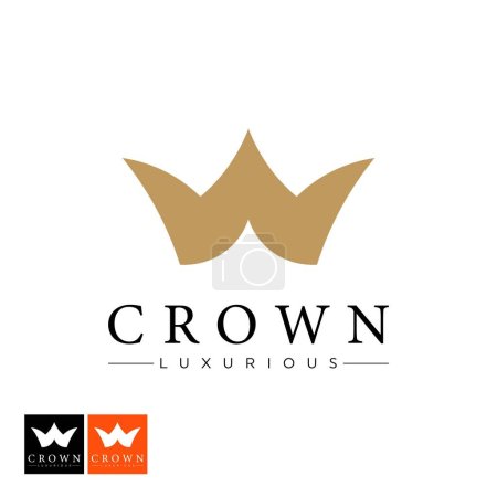 Illustration for Vintage Crown Logo Royal King Queen abstract Logo design vector Template. Geometric symbol Logotype concept icon. Crown logo illustration - Royalty Free Image