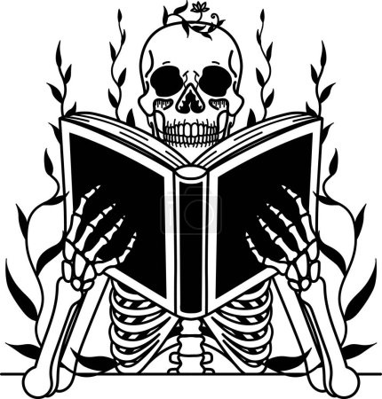 Esqueleto que sostiene el libro para el elemento de diseño. Ilustración vectorial.