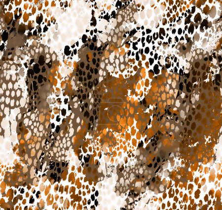 Photo for Seamless Endless Hand Painting Watercolor Abstract leopard snake Animal Skin Geometric Print Pattern Colorful Tie Dye Background - Royalty Free Image