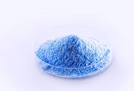Photo for Powder fertilizer, blue color, NPK, water soluble, soil amendment, agribusiness industry - Royalty Free Image