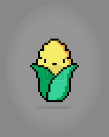 Illustration for 8 bit pixels corn . Vegetables for game assets in vector illustration. - Royalty Free Image