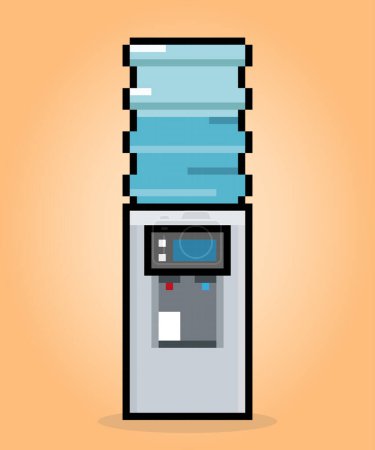 Illustration for 8 bit Pixel dispenser. water drink machine hot and cool water for game assets in vector illustrations. - Royalty Free Image