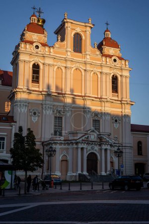 Photo for Vilnius, Lithuania - September 26, 2022: Facade of the baroque church of Saint Casimir (Svento Kazimiero) in the Old Town of Vilnius. - Royalty Free Image