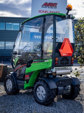 Photo for Reykjavik, Iceland - September 25, 2023: A brand new green Avant 225 mini loader machine parked outdoors. - Royalty Free Image