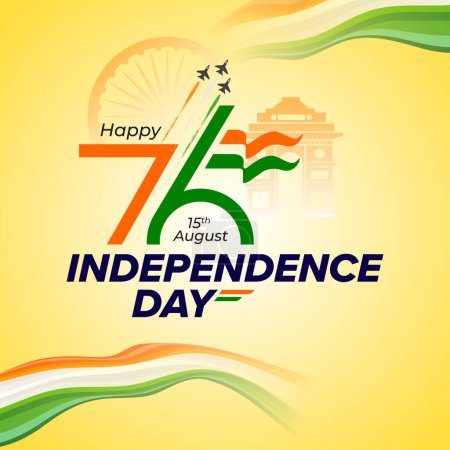 76th Indian Independence Day Typographic Background design vector illustration