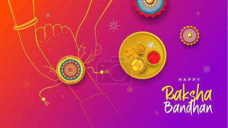 Téléchargez les illustrations : Happy Raksha Bandhan Modèle de fond Illustration vectorielle - en licence libre de droit