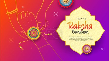 Téléchargez les illustrations : Joyeux Raksha Bandhan Salutations Modèle de conception de fond - en licence libre de droit