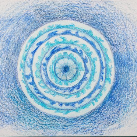 Photo for Medidative blue mandala with circles - Royalty Free Image