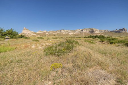 Photo for Scotts Bluff National Monument and the Oregon Trail with the Mitchell Pass on the left side - Royalty Free Image