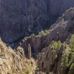 The dark depths of the Black Canyon of the Gunnison at Gunnison Point near the visitor center on the South Rim