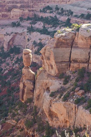 El área alrededor de Balanced Rock, vista desde Fruita Canyon View en el Monumento Nacional de Colorado
