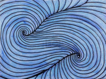 Swirl in the ocean black line with blue background