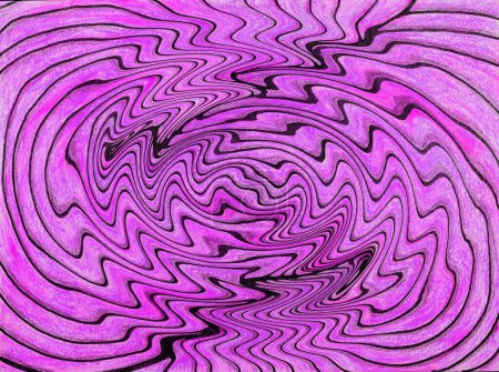 Téléchargez les photos : Tourbillon d'ondes roses dans une abstraction vortex. La technique de tamponnage près des bords donne un effet de mise au point doux en raison de la rugosité de surface modifiée du papier. - en image libre de droit