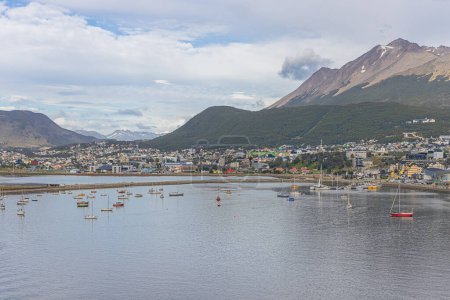 Photo for The port of Ushuaia with the Beagle Channel, the gateway to the Antarctic - Royalty Free Image