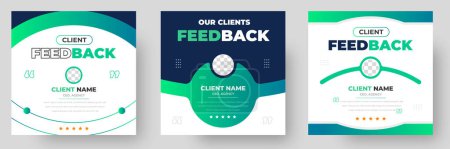 Illustration for Customer feedback testimonial social media post web banner template. client testimonials social media post banner design template with green color - Royalty Free Image
