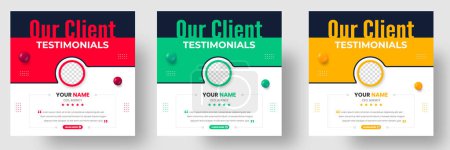 Customer feedback testimonial social media post web banner template. client testimonials social media post banner design template with green color
