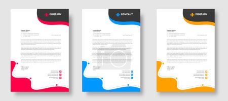 Illustration for Corporate modern business letterhead design template with yellow, blue, green and red color. letterhead, letter head, Business letterhead design. corporate business letterhead design with unique shape - Royalty Free Image