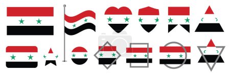 Illustration for Syria national flag vector set - Royalty Free Image