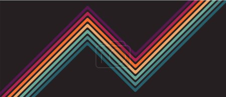 Illustration for Abstract colorful 70s background vector. Vintage Retro Colors from the 1970s 1900s, 80s, 90s. retro style wallpaper with lines, rainbow stripes. suitable for poster, banner, decorative, wall art. - Royalty Free Image