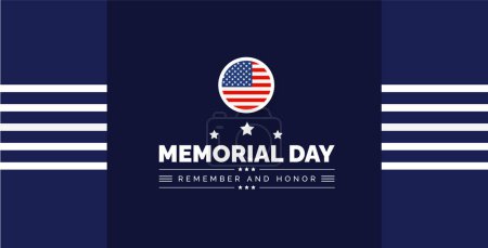 Happy Memorial Day Background or banner design template with USA flag Vector. Remember and Honor.  National American holiday illustration. Vector Memorial day greeting card or background design.