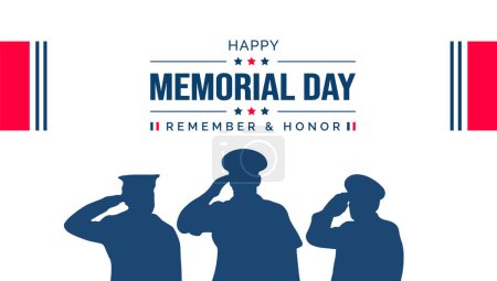 Happy Memorial Day military salute Background or banner design template. Remember and Honor. National American holiday illustration. Vector Memorial day greeting card or background design.