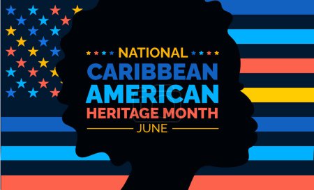 Ilustración de Patrimonio Caribeño Americano Mes de fondo o plantilla de diseño de banner celebrada en junio. ilustración vectorial. - Imagen libre de derechos
