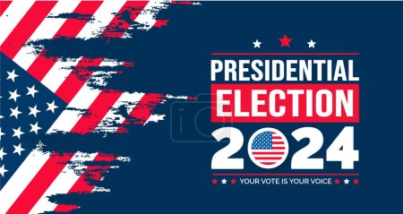 Estados Unidos 2024 Elecciones Presidenciales Evento Banner, fondo, tarjeta, diseño de póster. Elecciones presidenciales 2024 Banner con diseño y tipografía de colores estadounidenses. Día de votación, 5 de noviembre. Elecciones estadounidenses.