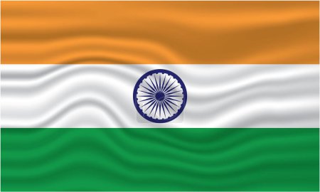 Illustration for India flag wave vector design set. india flag design with waving. - Royalty Free Image