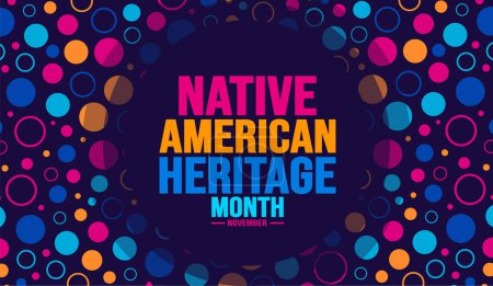 Téléchargez les illustrations : Novembre est le modèle de fond de motif coloré du mois du patrimoine amérindien. American Indian culture Célébrez chaque année aux États-Unis. utiliser pour bannière, pancarte, carte, modèle de conception d'affiche. - en licence libre de droit