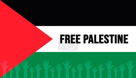 Ilustración de Plantilla de diseño de fondo concepto tipografía Palestina libre con bandera nacional de Palestina. - Imagen libre de derechos