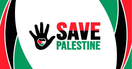 Ilustración de Guardar Palestina tipografía concepto fondo diseño plantilla con bandera nacional de Palestina. - Imagen libre de derechos