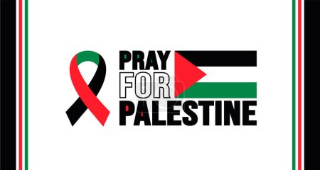 Ilustración de Plantilla de diseño de fondo concepto tipografía orar por Palestina con bandera nacional de Palestina. - Imagen libre de derechos
