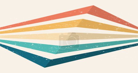 Ilustración de Resumen Colorido vintage 1970 Hippie Retro Minimal fondo de pantalla elegante de arco iris groovy Wavy Line diseño con textura sucia. uso a tela, textil, cartel, bandera, decorativo, arte de la pared. - Imagen libre de derechos
