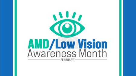 Der Februar ist AMD Monat des Sehvermögens. Ferienkonzept. Hintergrund, Banner, Plakat, Karte und Plakatentwurf.