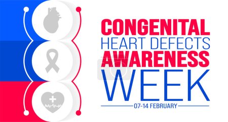 Illustration for February is Congenital Heart Defects Awareness Week background template. Holiday concept. background, banner, placard, card, and poster design template with text inscription and standard color. vector - Royalty Free Image
