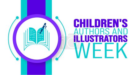 Illustration for February is Children's Authors and Illustrators Week background template. Holiday concept. background, banner, placard, card, and poster design template with text inscription and standard color. - Royalty Free Image