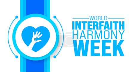 Illustration for February is World interfaith harmony week background template. Holiday concept. background, banner, placard, card, and poster design template with text inscription and standard color. vector - Royalty Free Image