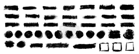 Mega bundle collection of different ink Vector Black paintbrush strokes. rectangle, square and round freehand drawings. Dirty watercolor texture, use to social media business background decoration.