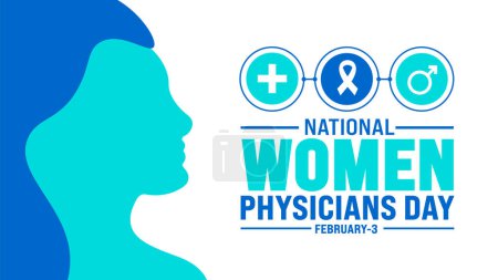 Illustration for February is National Women Physicians Day background template. Holiday concept. background, banner, placard, card, and poster design template with text inscription and standard color. vector - Royalty Free Image