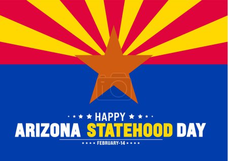Februar ist Arizona Statehood Day Hintergrundvorlage. Ferienkonzept. Verwendung für Hintergrund, Banner, Plakat, Karte und Plakatentwurf mit Textbeschriftung und Standardfarbe. Vektor