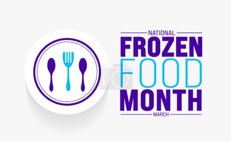 Illustration for March is National Frozen Food Month background template. Holiday concept. use to background, banner, placard, card, and poster design template with text inscription and standard color. vector - Royalty Free Image