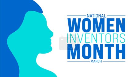 Illustration for March is National Women Inventors Month background template. Holiday concept. use to background, banner, placard, card, and poster design template with text inscription and standard color. vector - Royalty Free Image